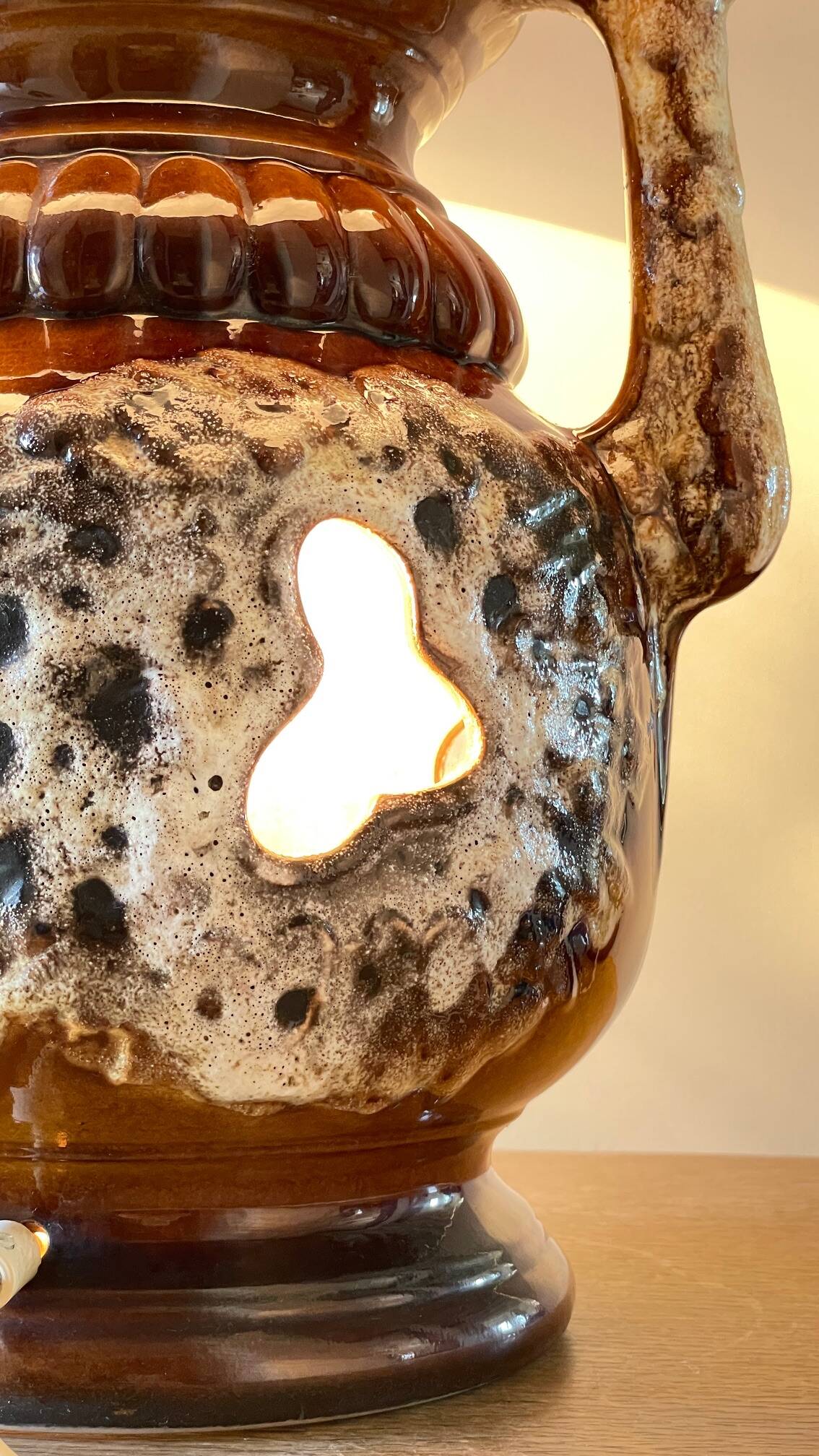 Lamp ceramic fat lava double lighting 70s