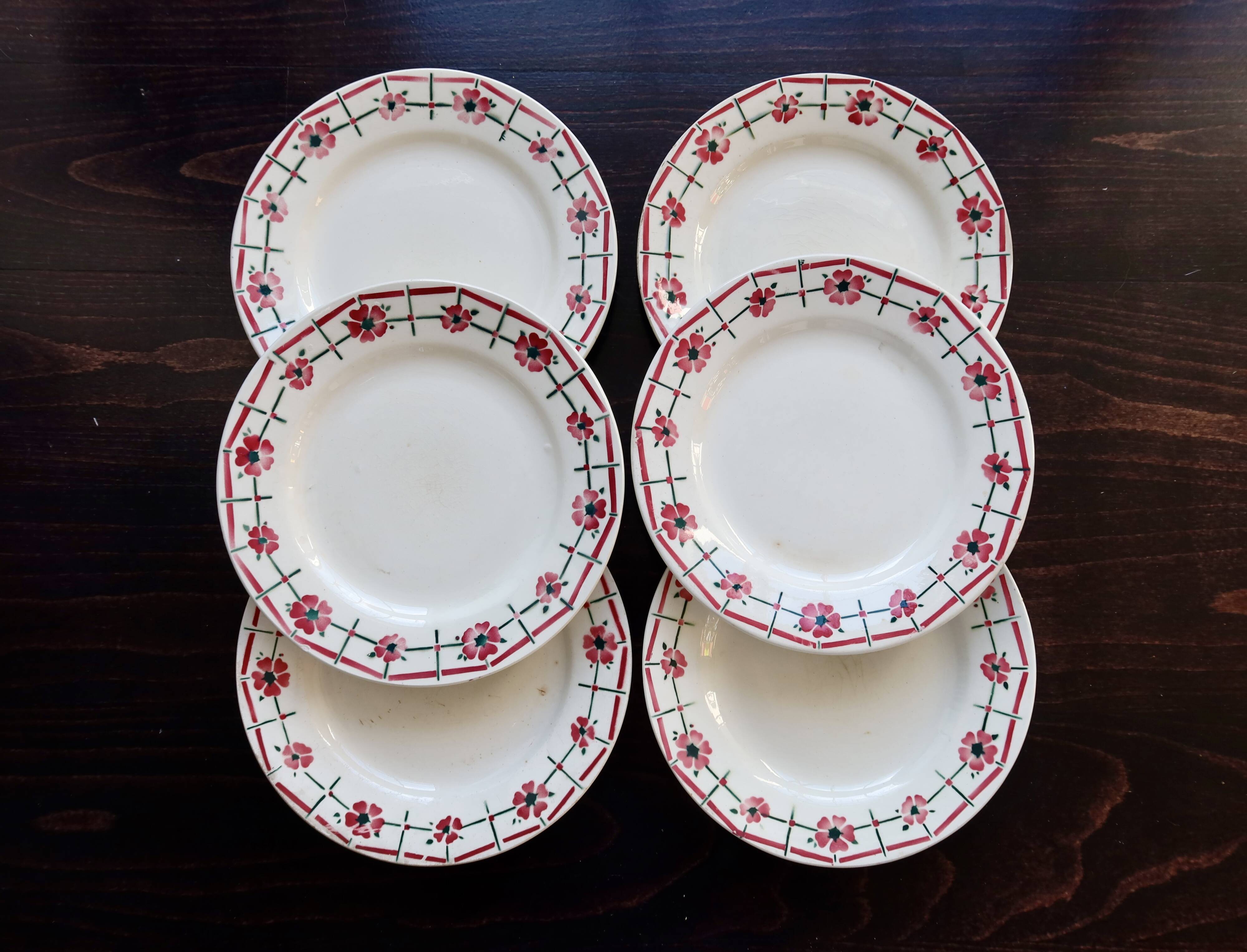 6 vintage ironstone dinner plates from Céranord Saint-Amand - Monique