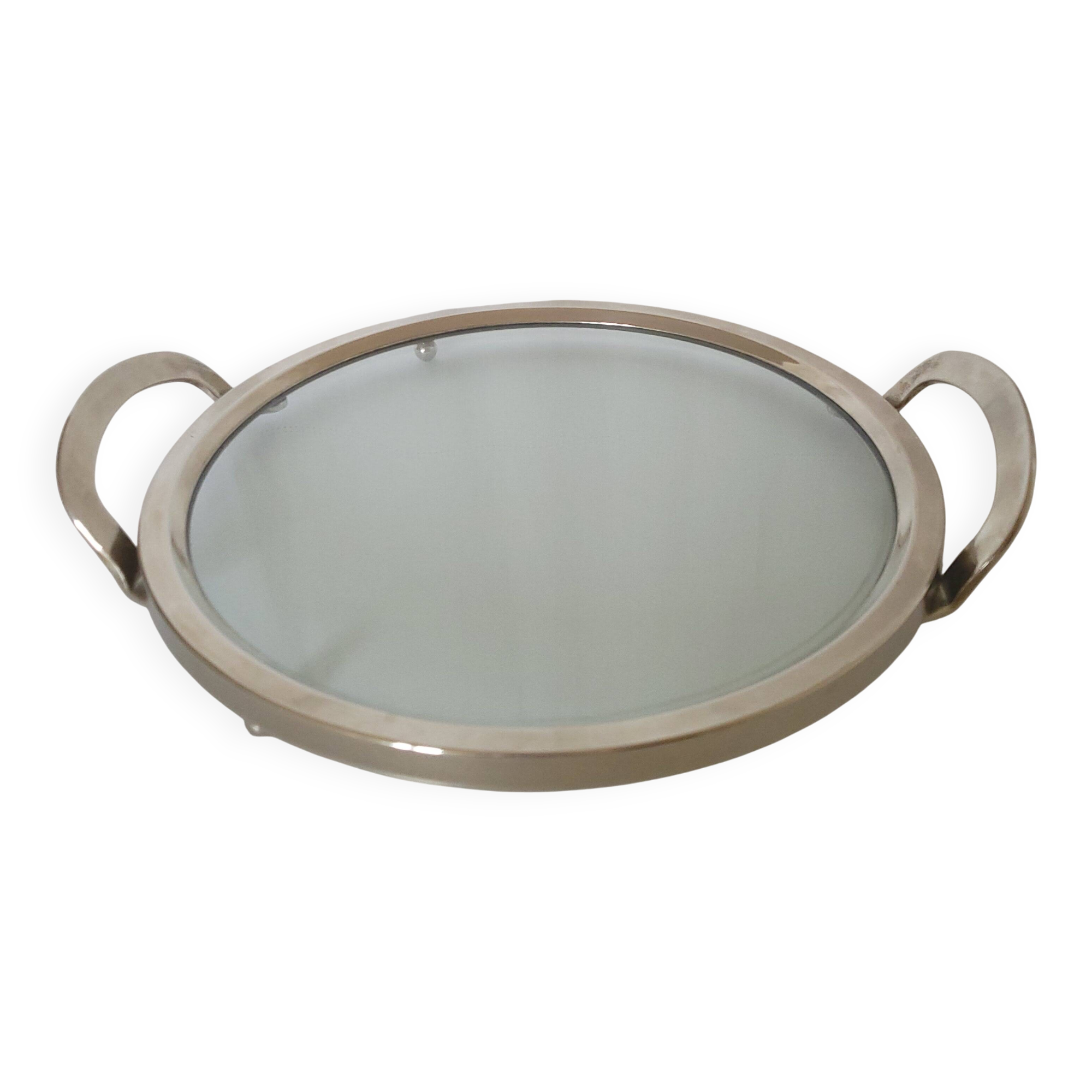 Glass and silver-plated metal tray