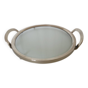 plateau en verre et métal