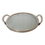 Glass and silver-plated metal tray
