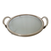 Glass and silver-plated metal tray