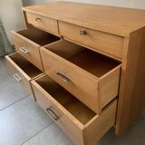 Large vintage 6-drawer chest of drawers from the 50s in oak.