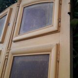 Porte d'entrée cintrée double en chêne, grilles et verre, XIXème