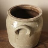 Glazed stoneware pot with two handles