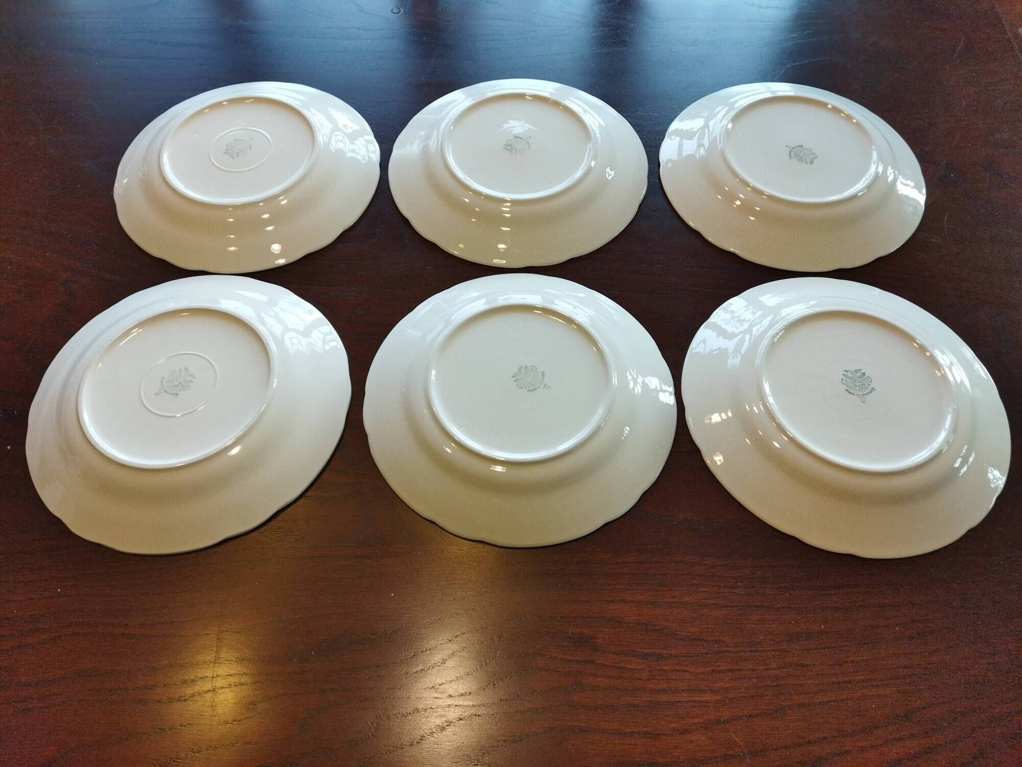 12 flat plates Villeroy & Boch Mettlach celadon green and vintage gold 1960s