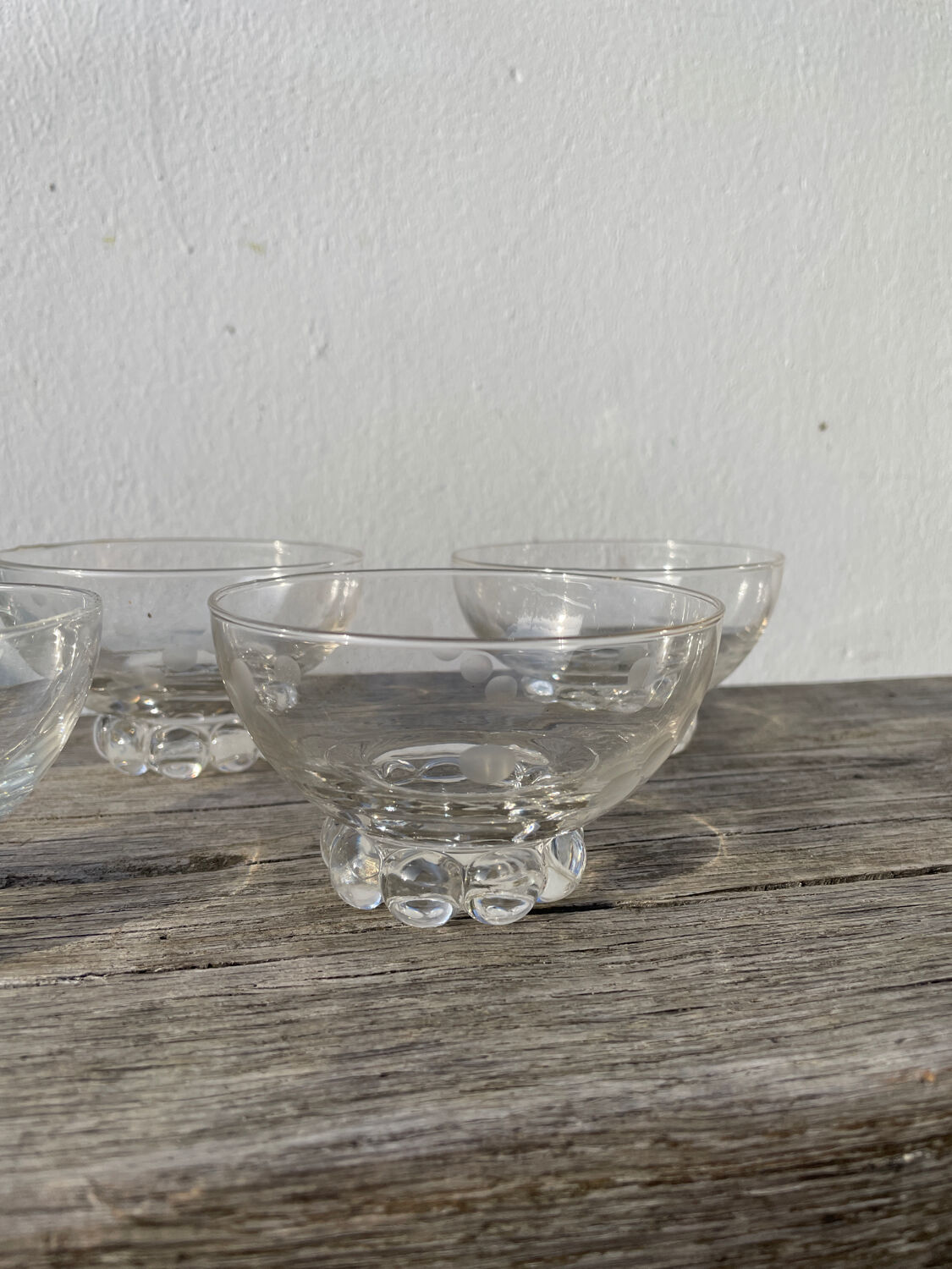 5 small ramekins in beaded and polka dot glass