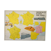 Affiche scolaire chemin de fer français recto et mouvements de la guerre 1870 verso