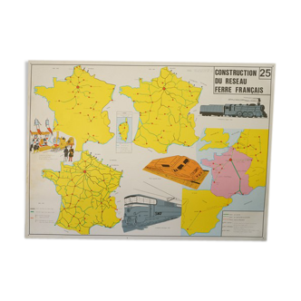 School poster French railway front and movements of the war 1870 back