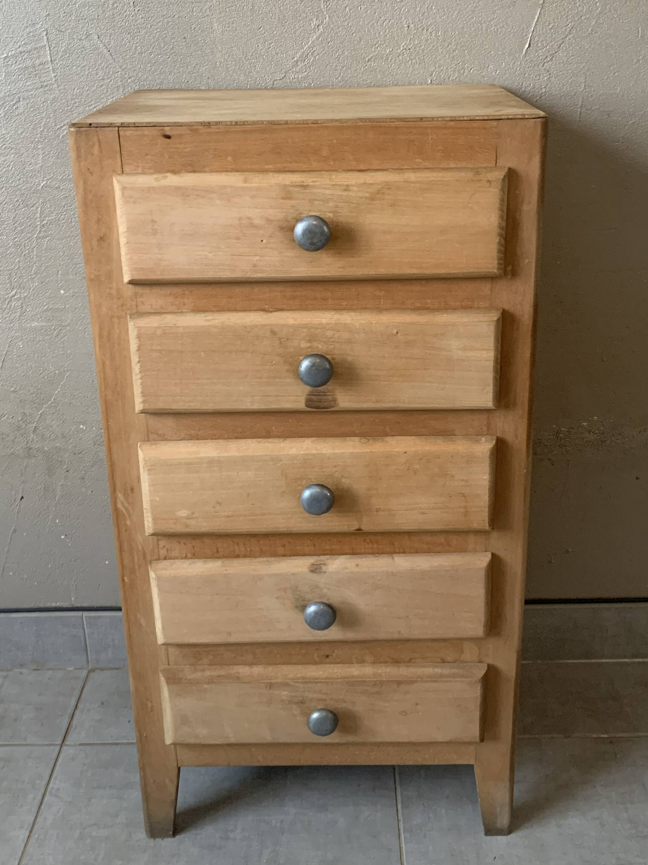 Vintage 5-drawer chest of drawers from 1950 in wood