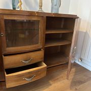 Art deco walnut grand buffet with display cabinet.