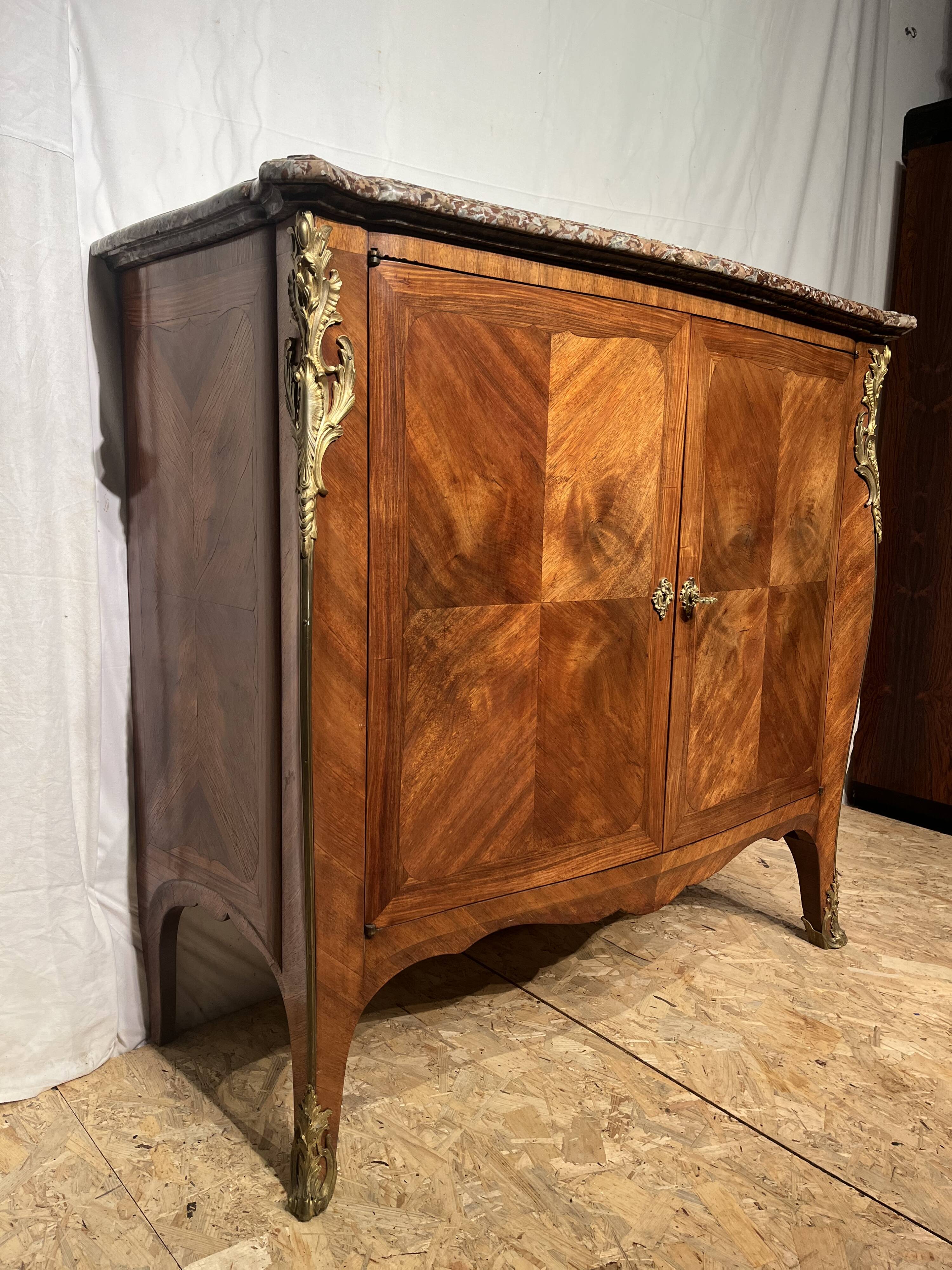 Marquetry sideboard Louis XV bronze 1940