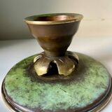 Scandinavian ART DECO candle holder in Bronze with verdigris patina