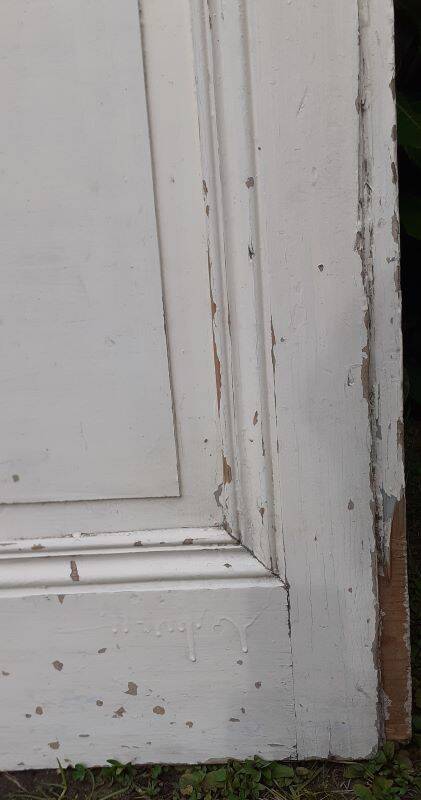 Communication door h221xl90cm old paneled, molded, interior
