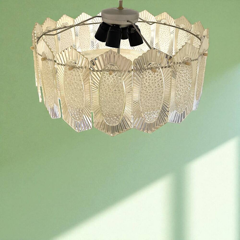 Mid century modern plexiglass chandelier for 4 lights