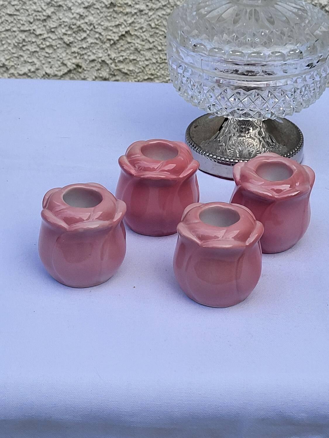 Pink flower candle holder