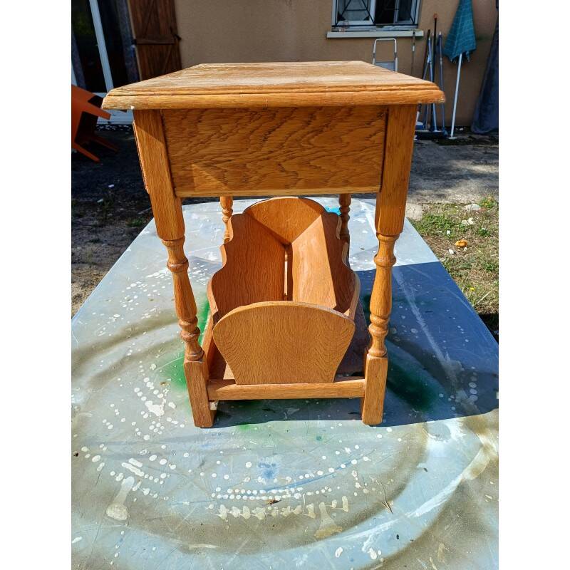 Bedside table, oak magazine rack