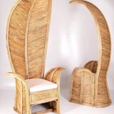 Large rattan “palm” armchair