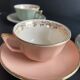 Set of 4 Villeroy & Boch Vintage 50s Cups and Saucers - Pastel & Gold