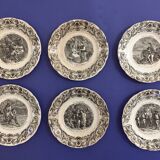 Set of 6 talking plates Sarreguemines "Paul and Virginie"