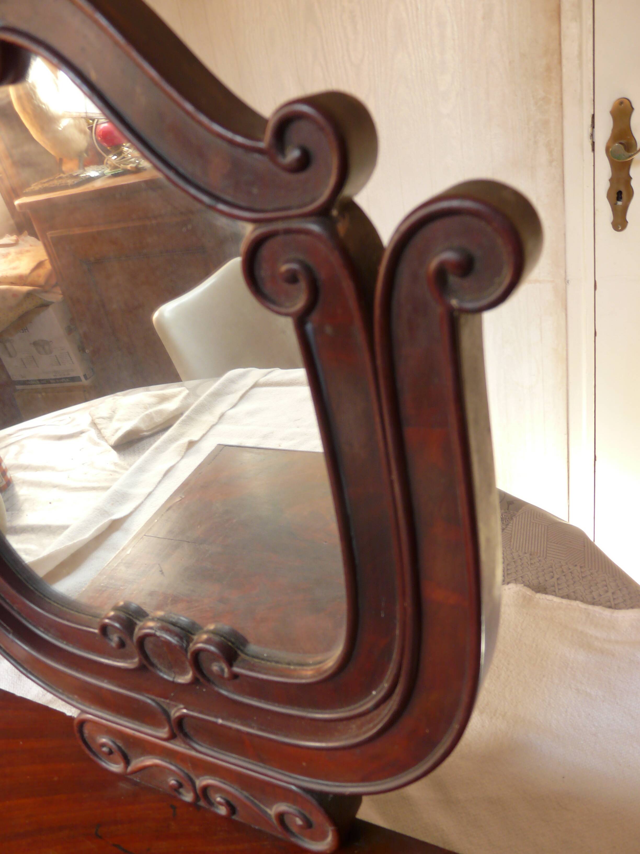 Coiffeuse de table avec miroir Napoléon III placage accajou