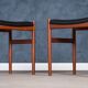 Teak Stools with Black Leather Tops by Spøttrup Møbelfabrik, 1960s, Set of 2