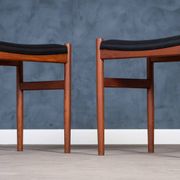 Teak Stools with Black Leather Tops by Spøttrup Møbelfabrik, 1960s, Set of 2