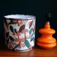 Mushroom lampshade and vintage orange glass lamp foot