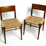 Two original 1960s Wilkhahn chairs made of walnut with wicker cane