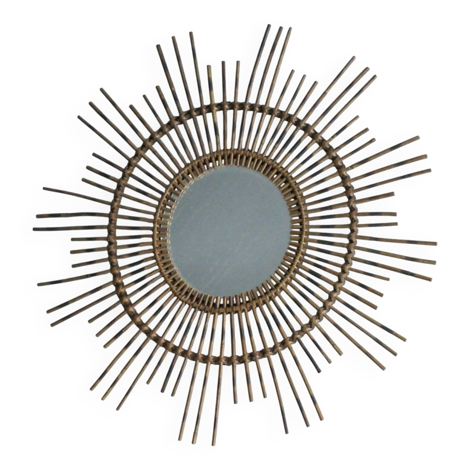 Vintage Sun mirror in wicker, Italy, 1960s