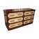 Six-drawer mahogany and straw chest of drawers, circa 1950, made in Mexico