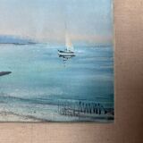Aquarelle,  tableau vintage encadré, signé