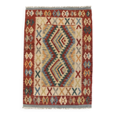 Tapis Kilim afghan fait main, tapis tribal géométrique en laine 83 x 130 cm