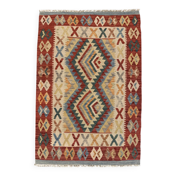 Handmade Afghan Kilim Rug, Wool Tribal Geometric Rug 83x130cm