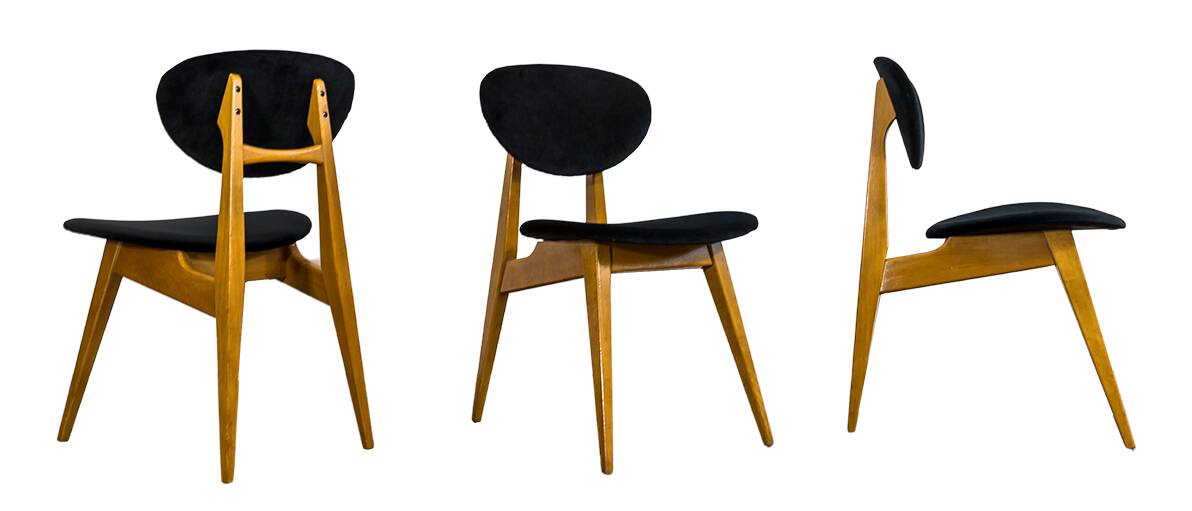 Mid-century chairs, GFM 22 by J. Kędziorek, Poland, 1960s, set of 3