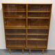 Library or display cabinet with 4 modules in light oak, France around 1960.