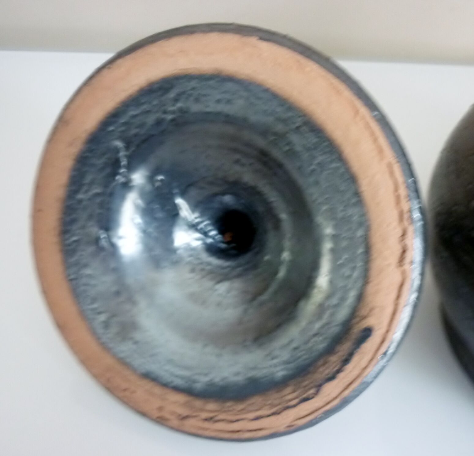 Black metal glazed ceramic bonbonnière, signed Jean Marais Vallauris