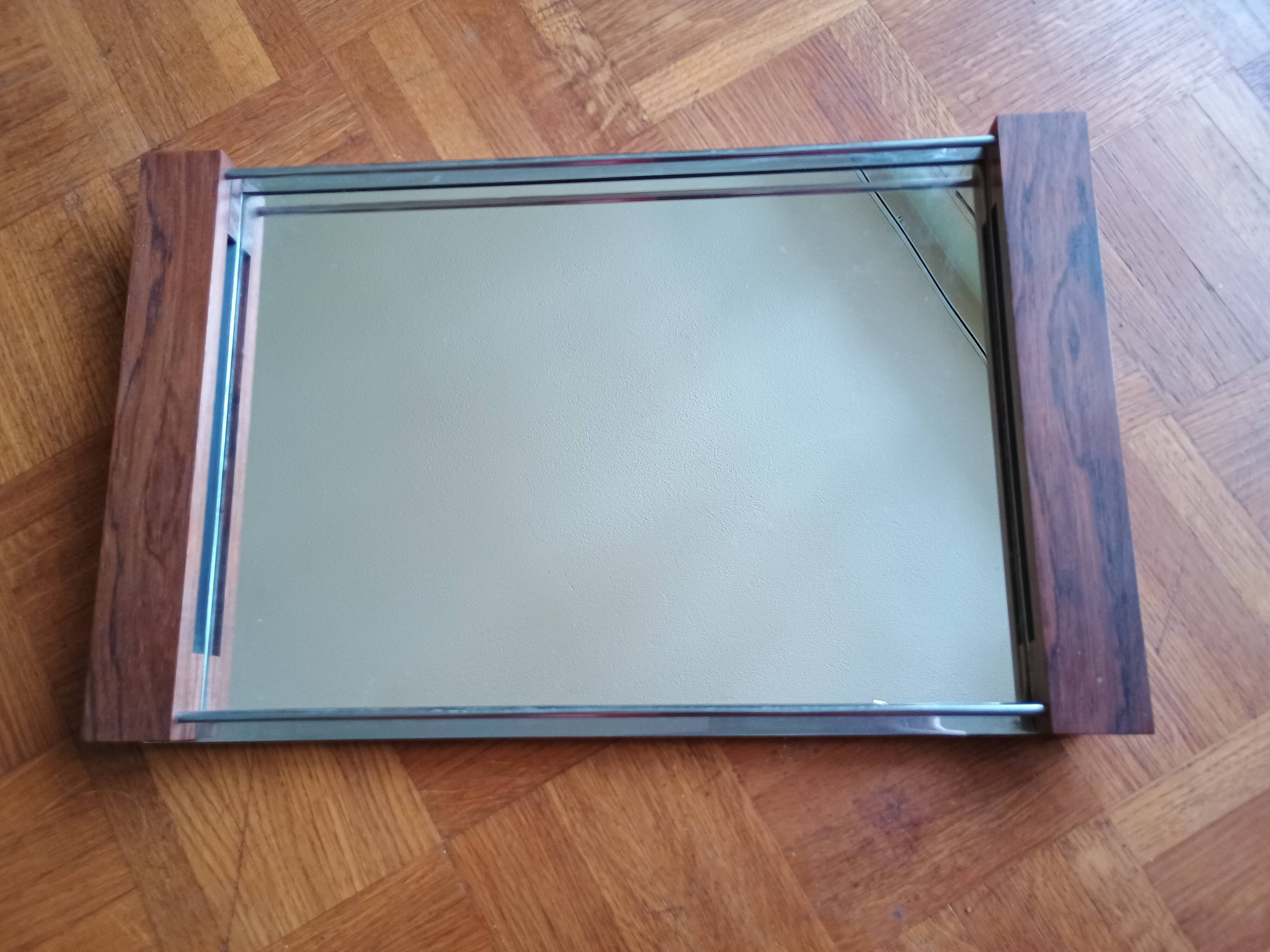 Modern tray - glass and rosewood - vintage