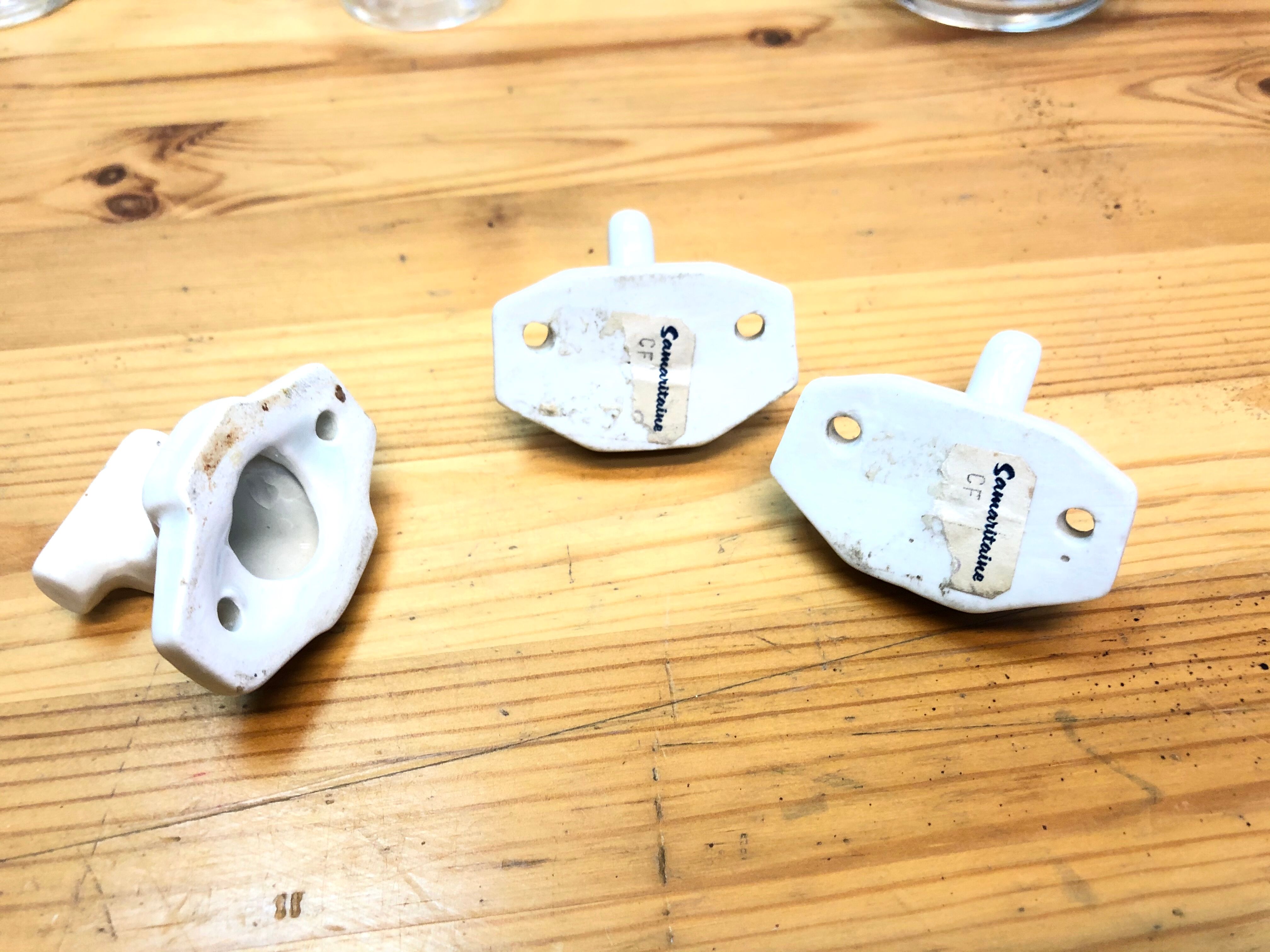 3 patères wall-makeers ceramic porcelain floral vintage 60 Samaritan France