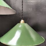 Enameled sheet metal cone pendants