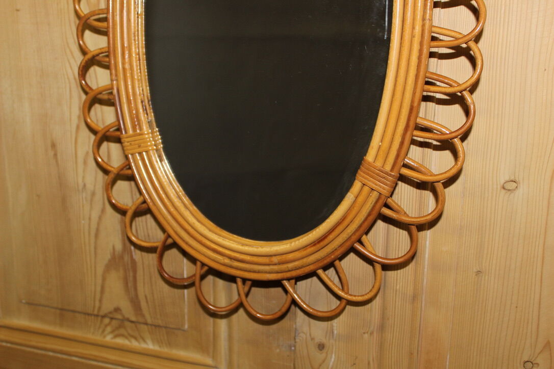 Rattan mirror circa 1960 41x60cm