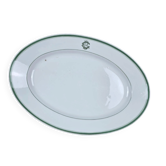 Antique oval dish Mehun France – White porcelain with green trim