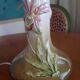 Orchid-patterned earthenware table lamp