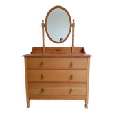 Commode en chêne blond avec miroir