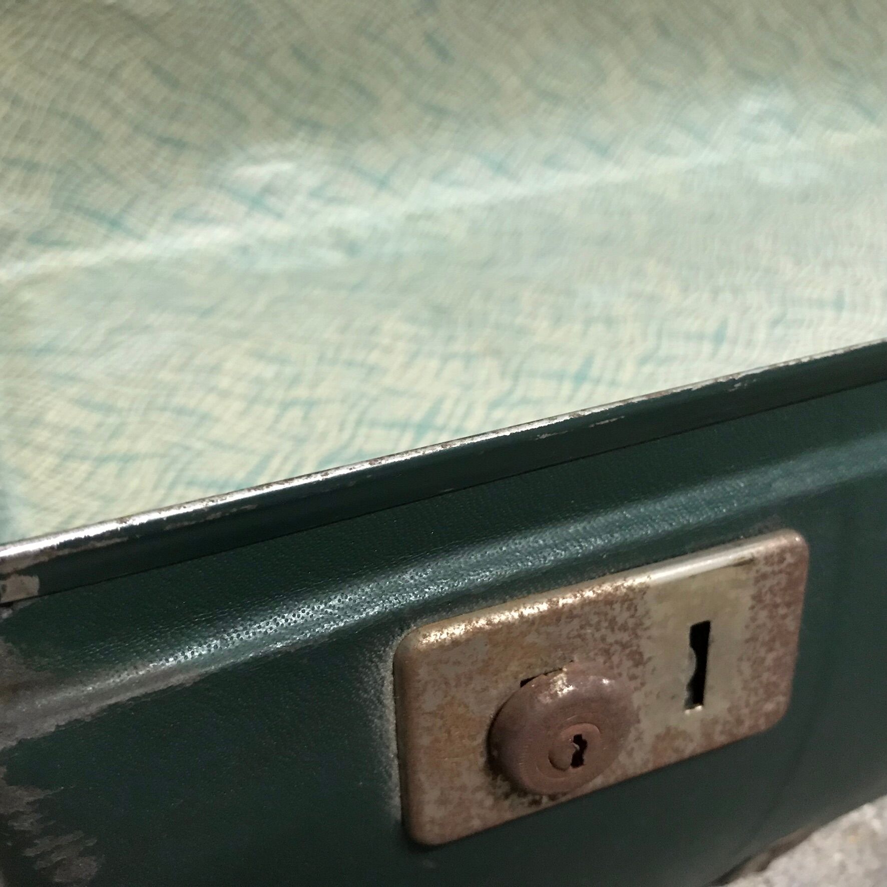 Vintage green case in vulcanized fiber