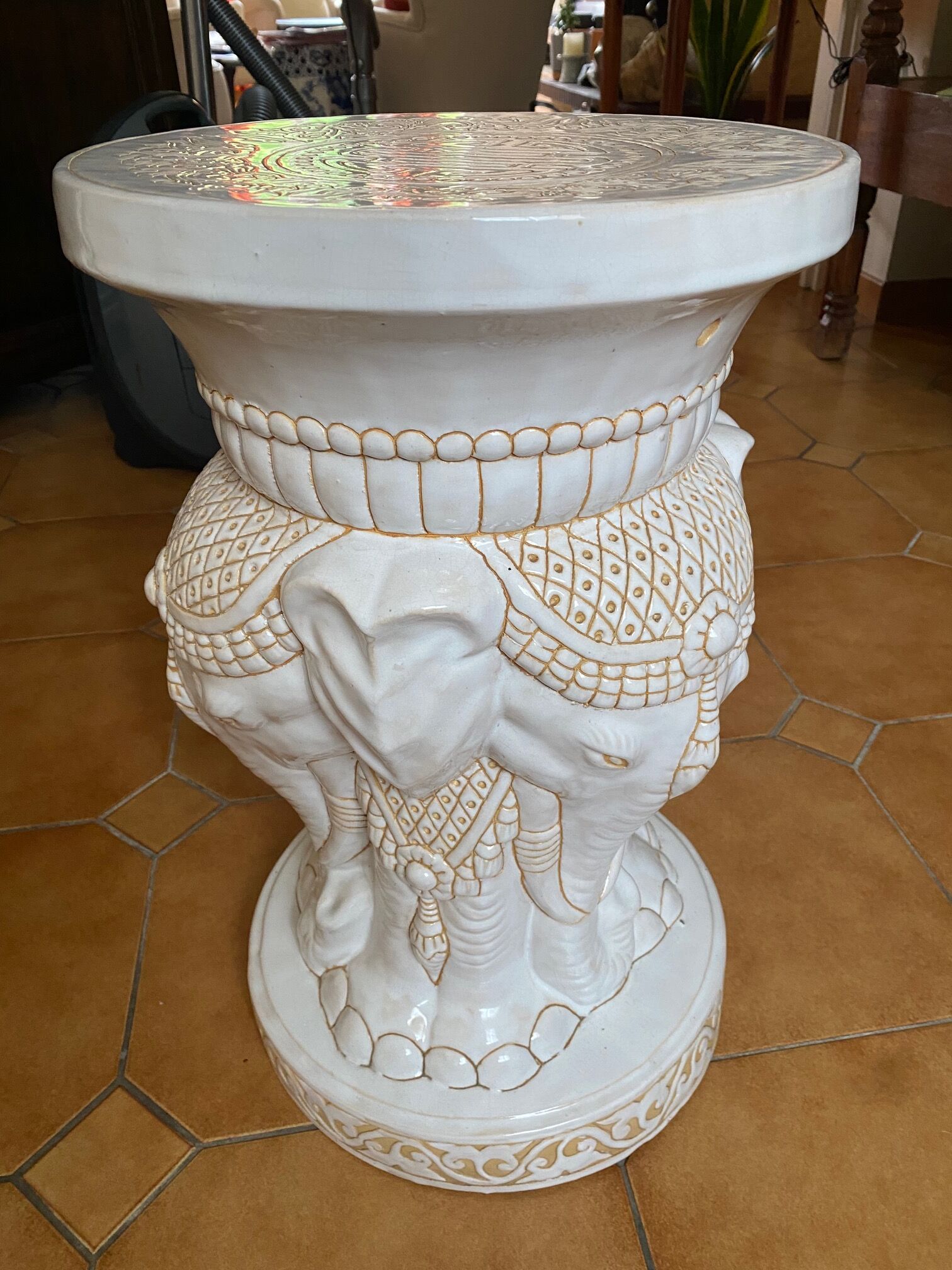 White Elephant Ceramic Stool