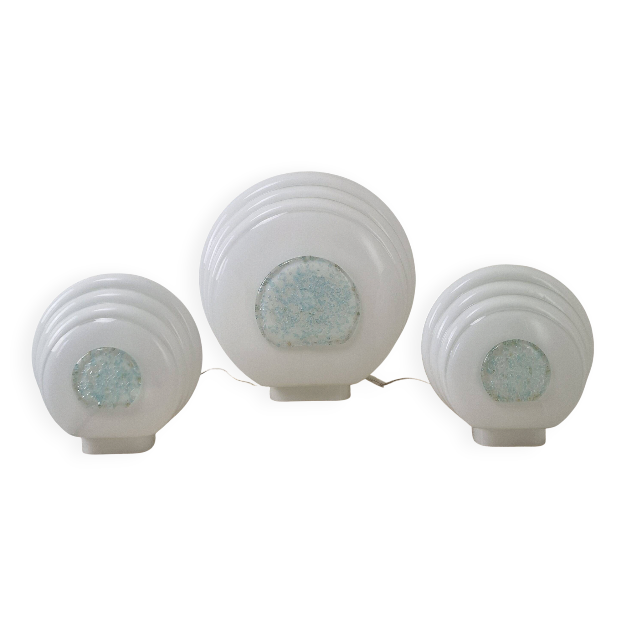 Rare 1970s Murano Glass Table Lamps by Ferro & Lazzarini - Set of 3