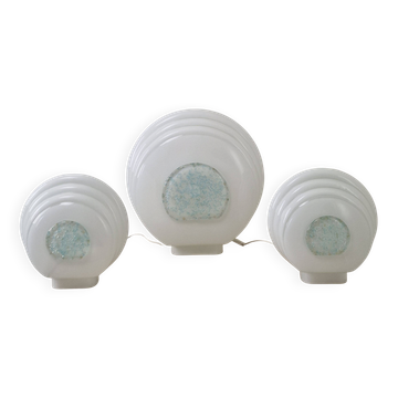 Lampes de table en verre de Murano rares des années 1970 par Ferro & Lazzarini - Ensemble de 3