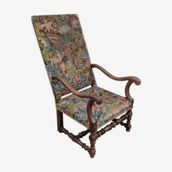 Louis XIV period armchair in walnut flower tapestry