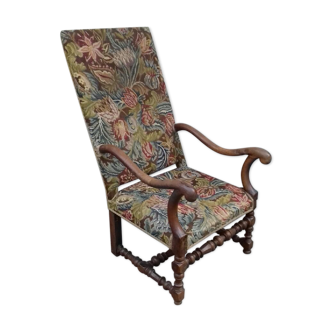 Louis XIV period armchair in walnut flower tapestry